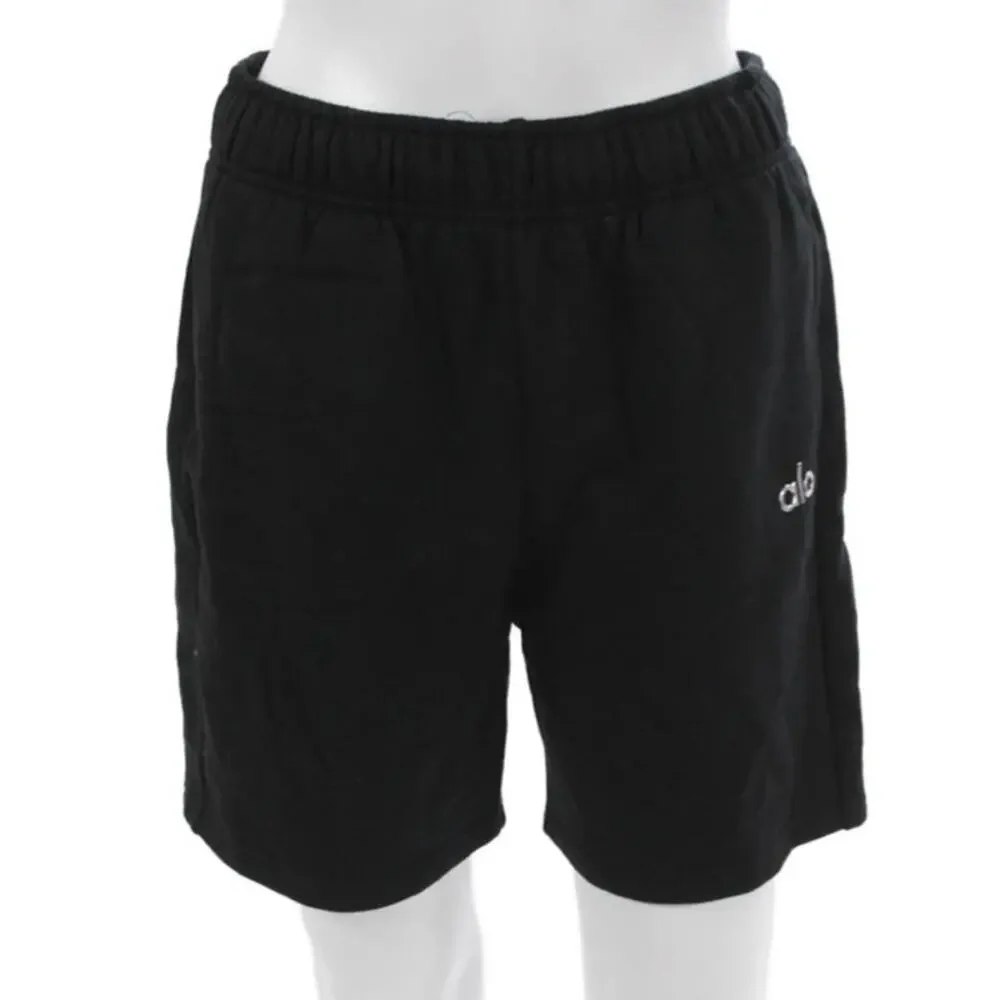 ALO Yoga Accolade Sweat Shorts‎ Black Athleisure Lounge Minimalist Elastic Waist